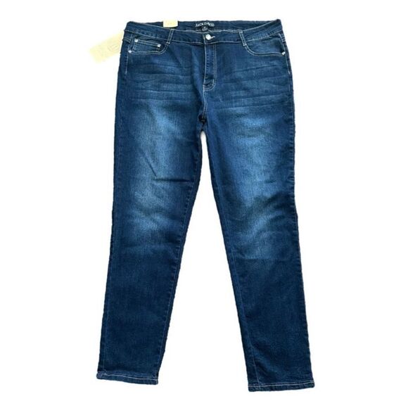 Jack David Fleur-de-Los Women’s Plus Size Skinny Stretch 3687 Blue Jeans Size 24 - Picture 1 of 12